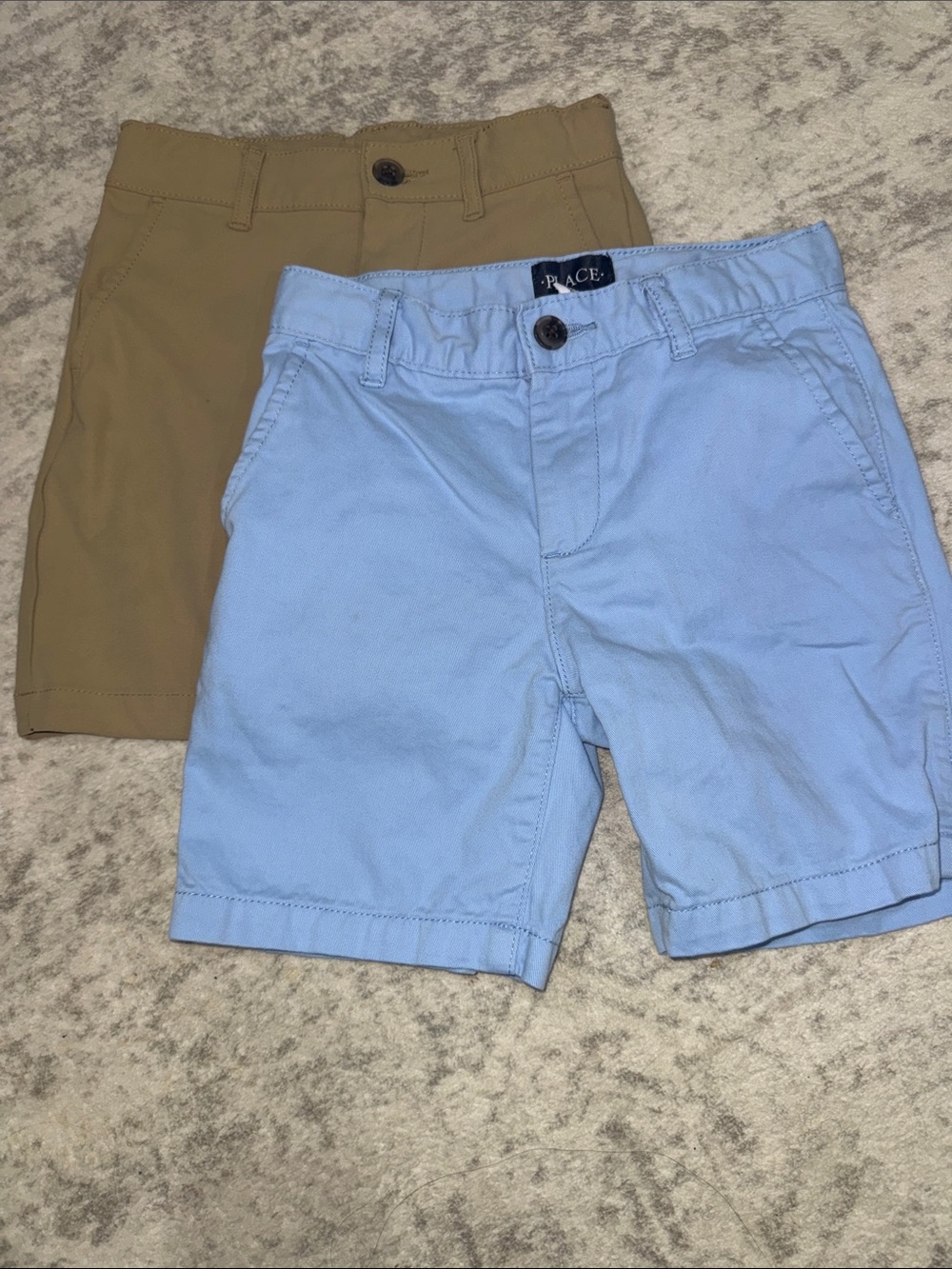 The Children's Place Light Blue & Khaki Flat Front Shorts Two Pairs Boys 6